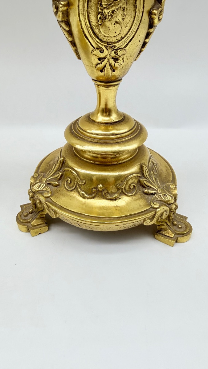 Paire De Chandeliers En Bronze Doré, époque XIX ème-photo-7