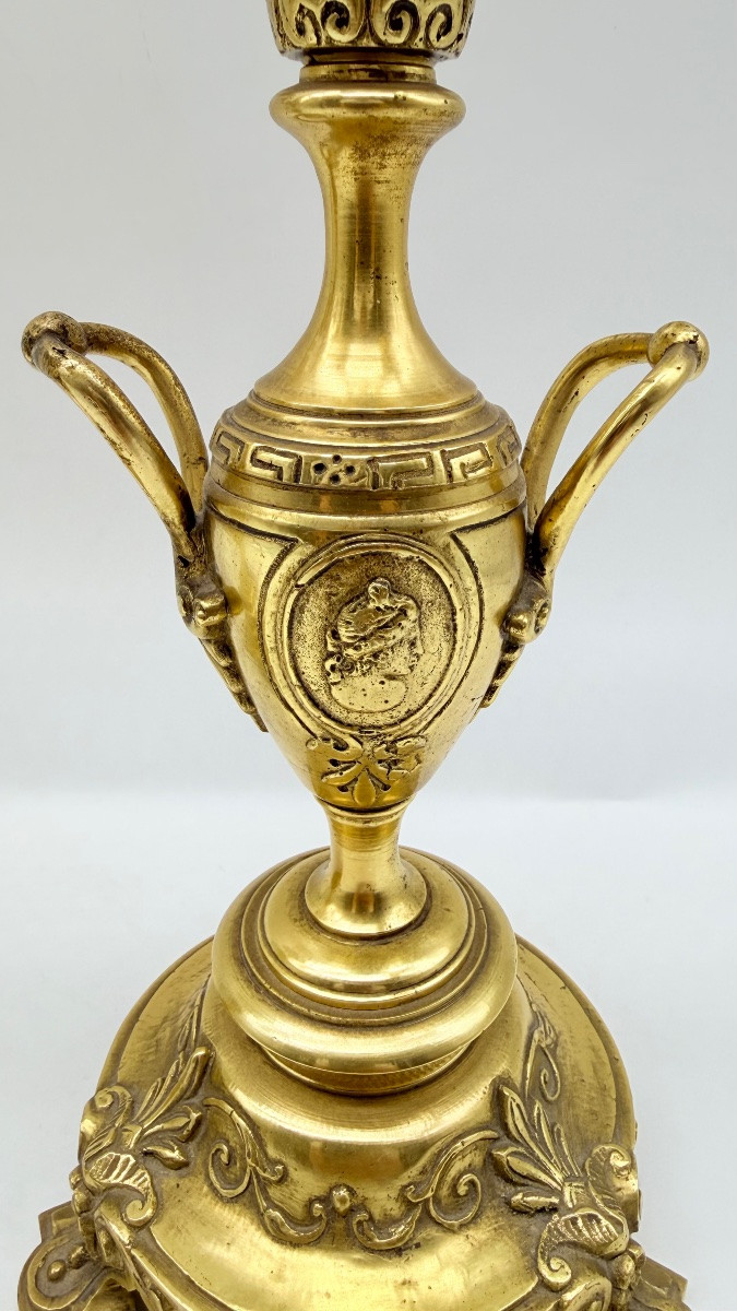 Paire De Chandeliers En Bronze Doré, époque XIX ème-photo-8