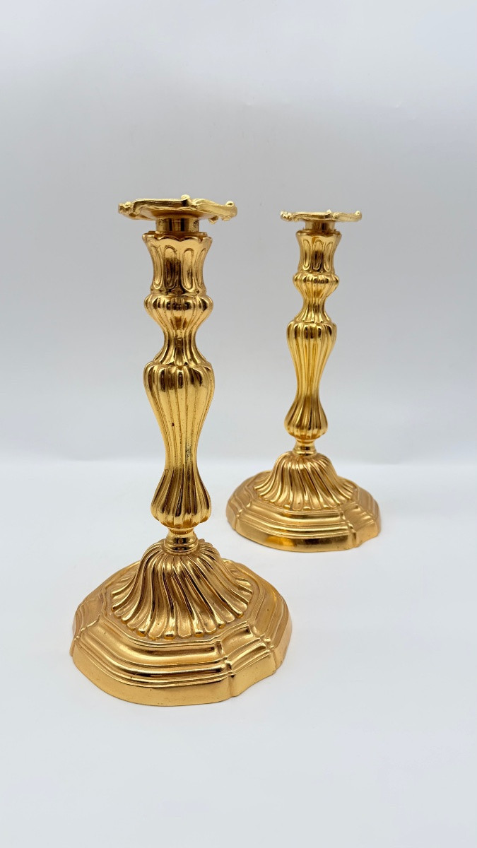 Paire De Chandeliers En Bronze Doré, époque Charles X-photo-3