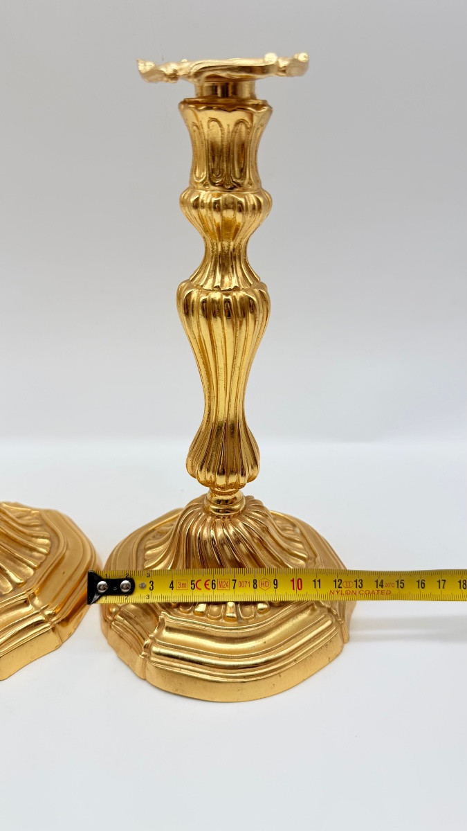 Paire De Chandeliers En Bronze Doré, époque Charles X-photo-2