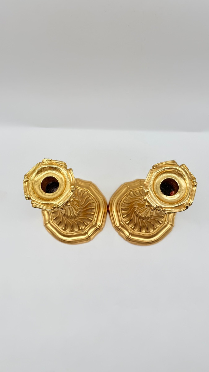 Paire De Chandeliers En Bronze Doré, époque Charles X-photo-5