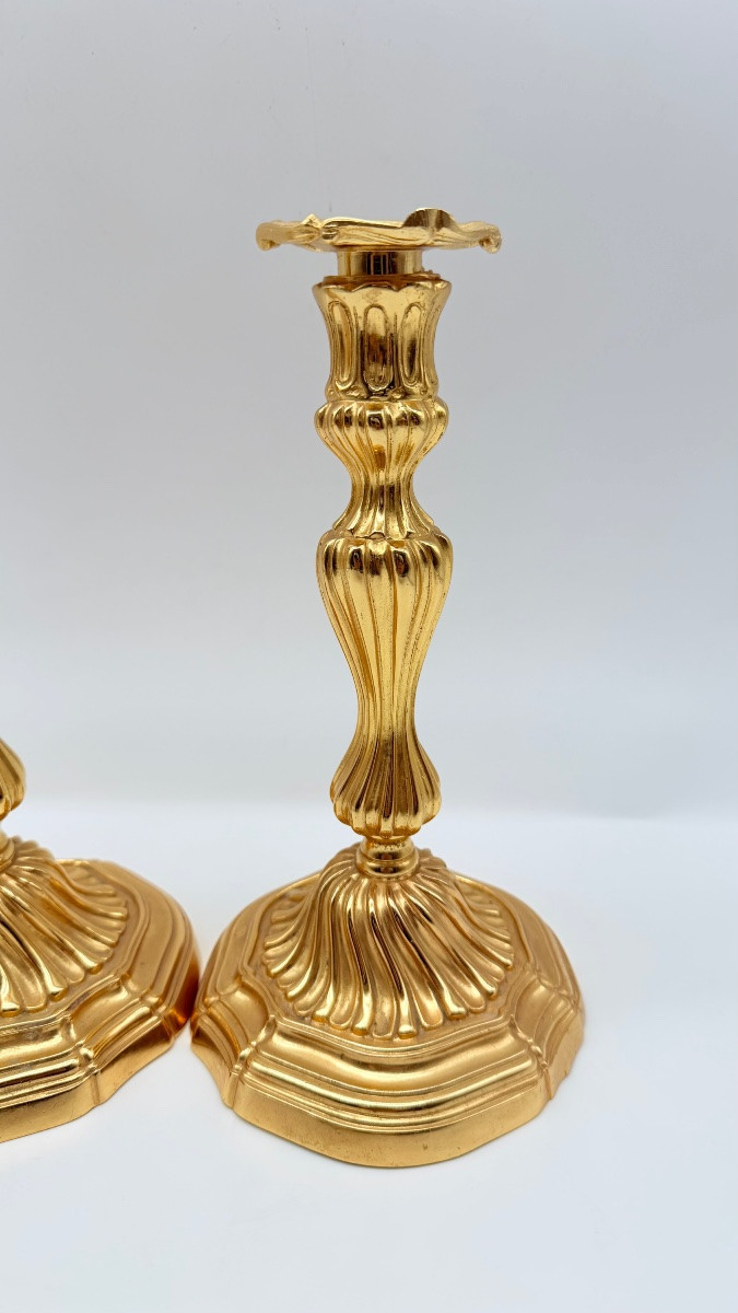 Paire De Chandeliers En Bronze Doré, époque Charles X-photo-7