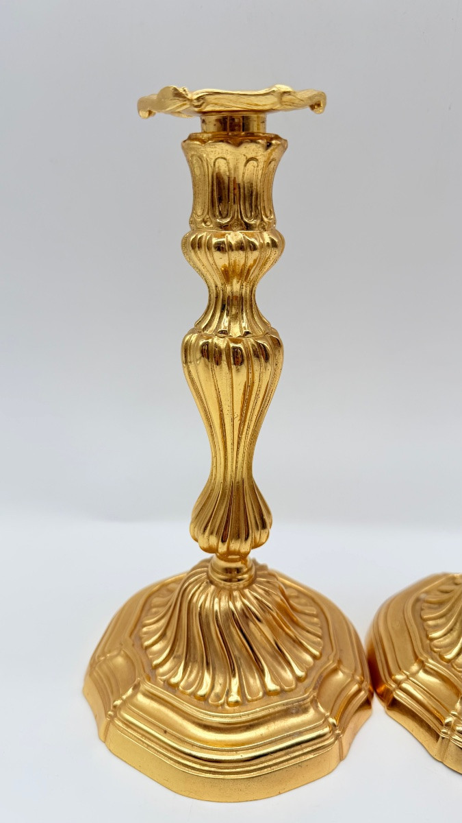 Paire De Chandeliers En Bronze Doré, époque Charles X-photo-8