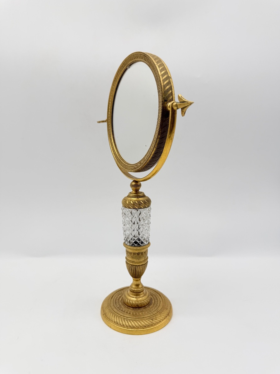 Miroir de table en bronze doré, époque Empire - Restauration-photo-3