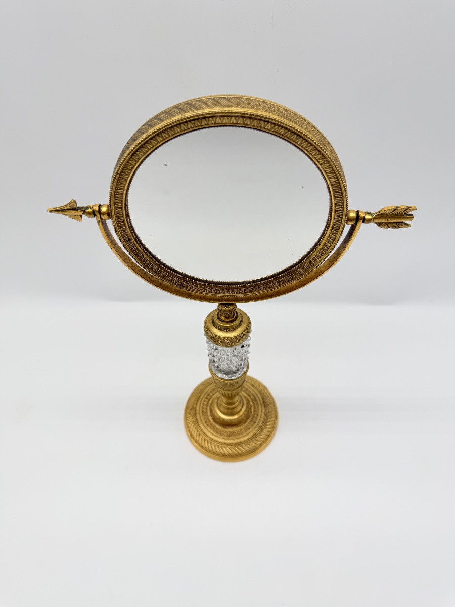 Miroir de table en bronze doré, époque Empire - Restauration-photo-4