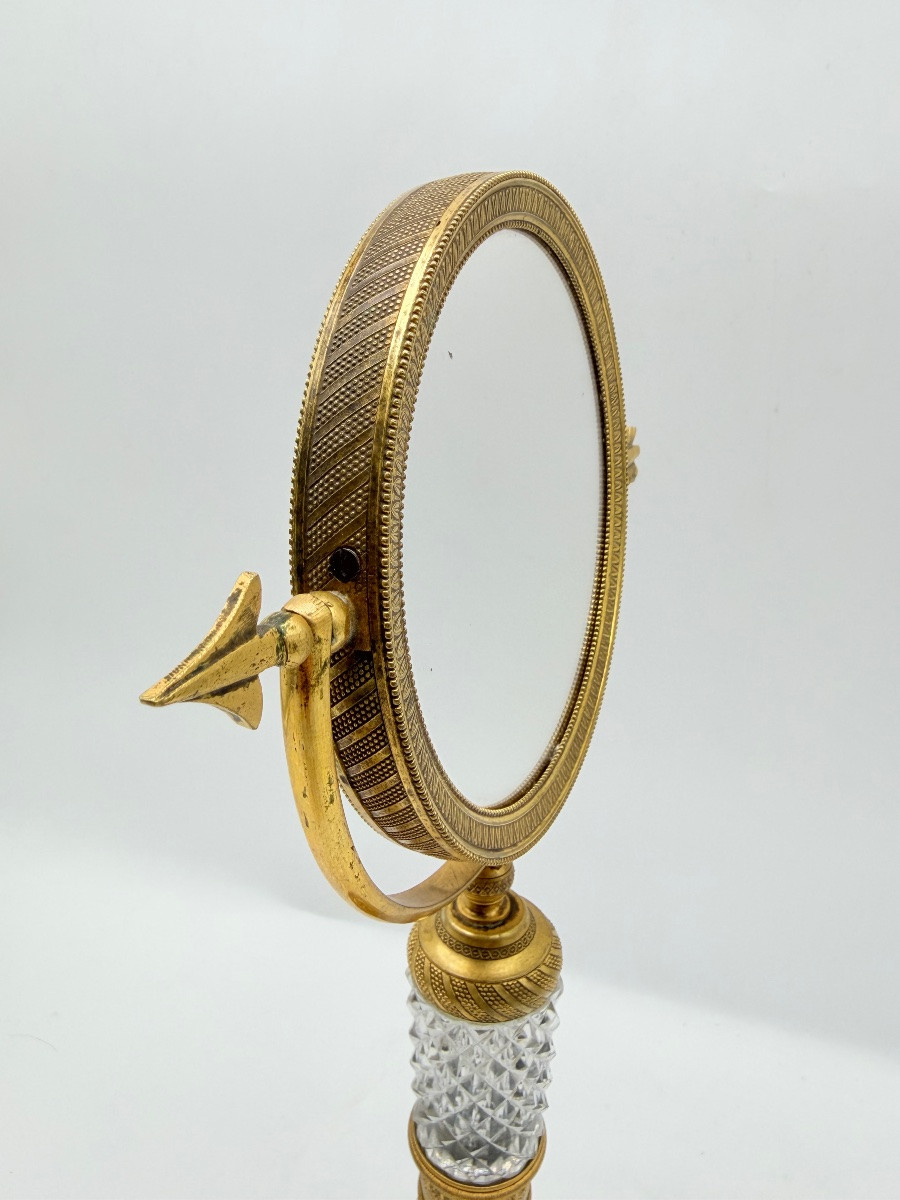 Miroir de table en bronze doré, époque Empire - Restauration-photo-8