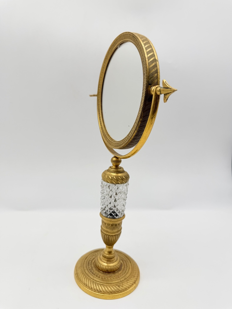 Miroir de table en bronze doré, époque Empire - Restauration