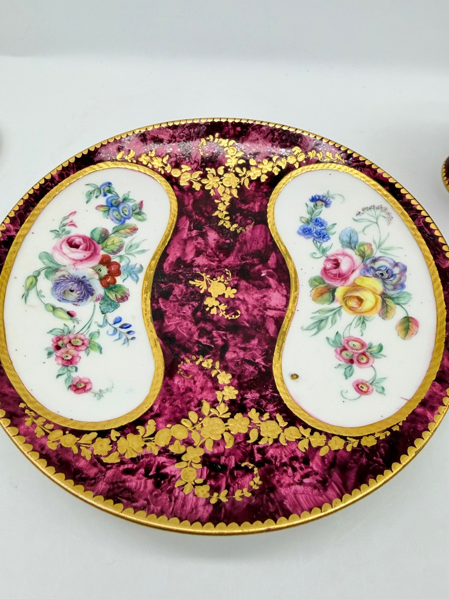Sevres Porcelain Trio,vincennes Porcelain Covered Cup And A Plate -photo-4