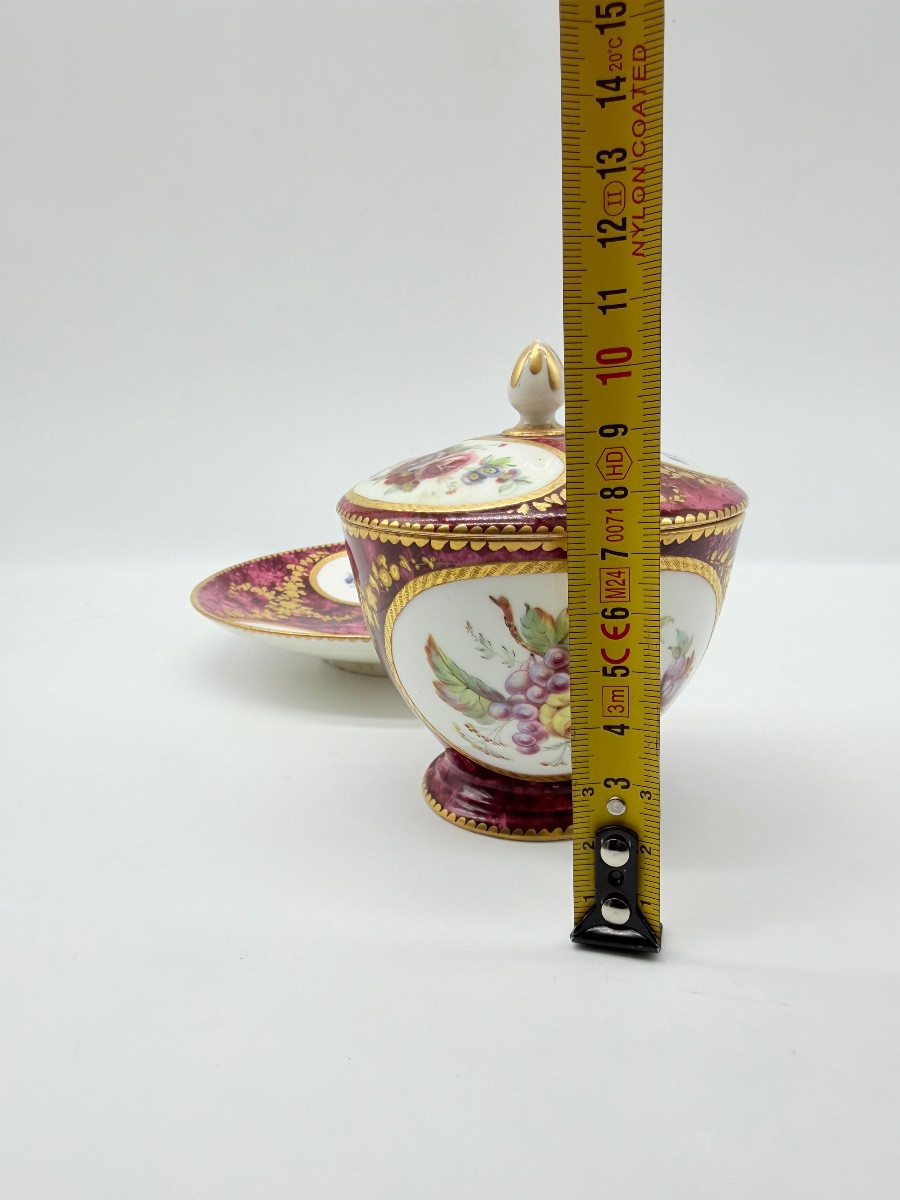 Sevres Porcelain Trio,vincennes Porcelain Covered Cup And A Plate -photo-1