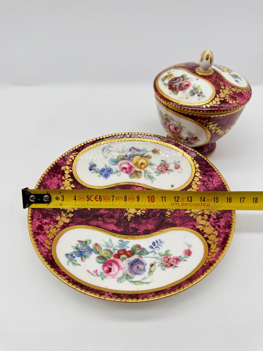 Sevres Porcelain Trio,vincennes Porcelain Covered Cup And A Plate -photo-3