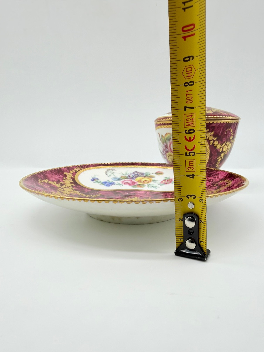 Sevres Porcelain Trio,vincennes Porcelain Covered Cup And A Plate -photo-4