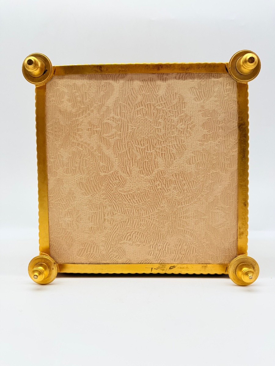 Grande boîte en bronze et écaille de tortue datant de l'époque napoléonienne-photo-4