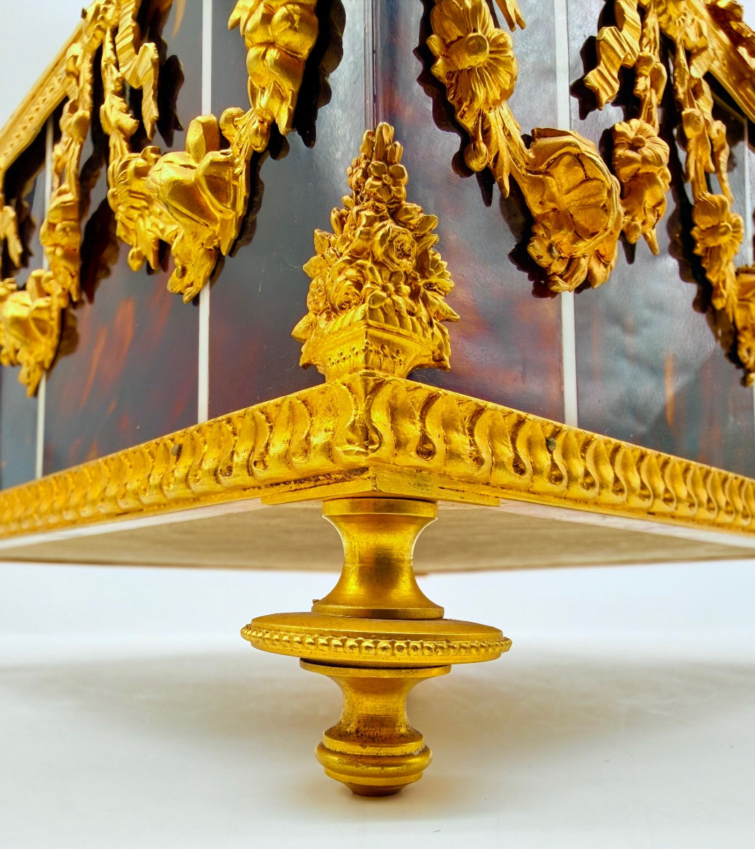 Grande boîte en bronze et écaille de tortue datant de l'époque napoléonienne-photo-6