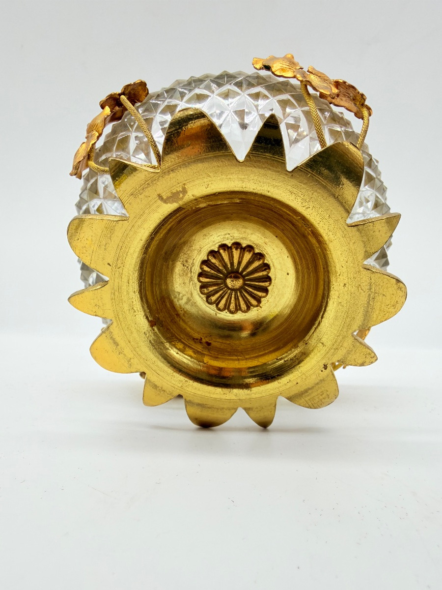 Coupe en cristal Baccarat en bronze doré ornée d'un motif floral, Art nouveau  -photo-3