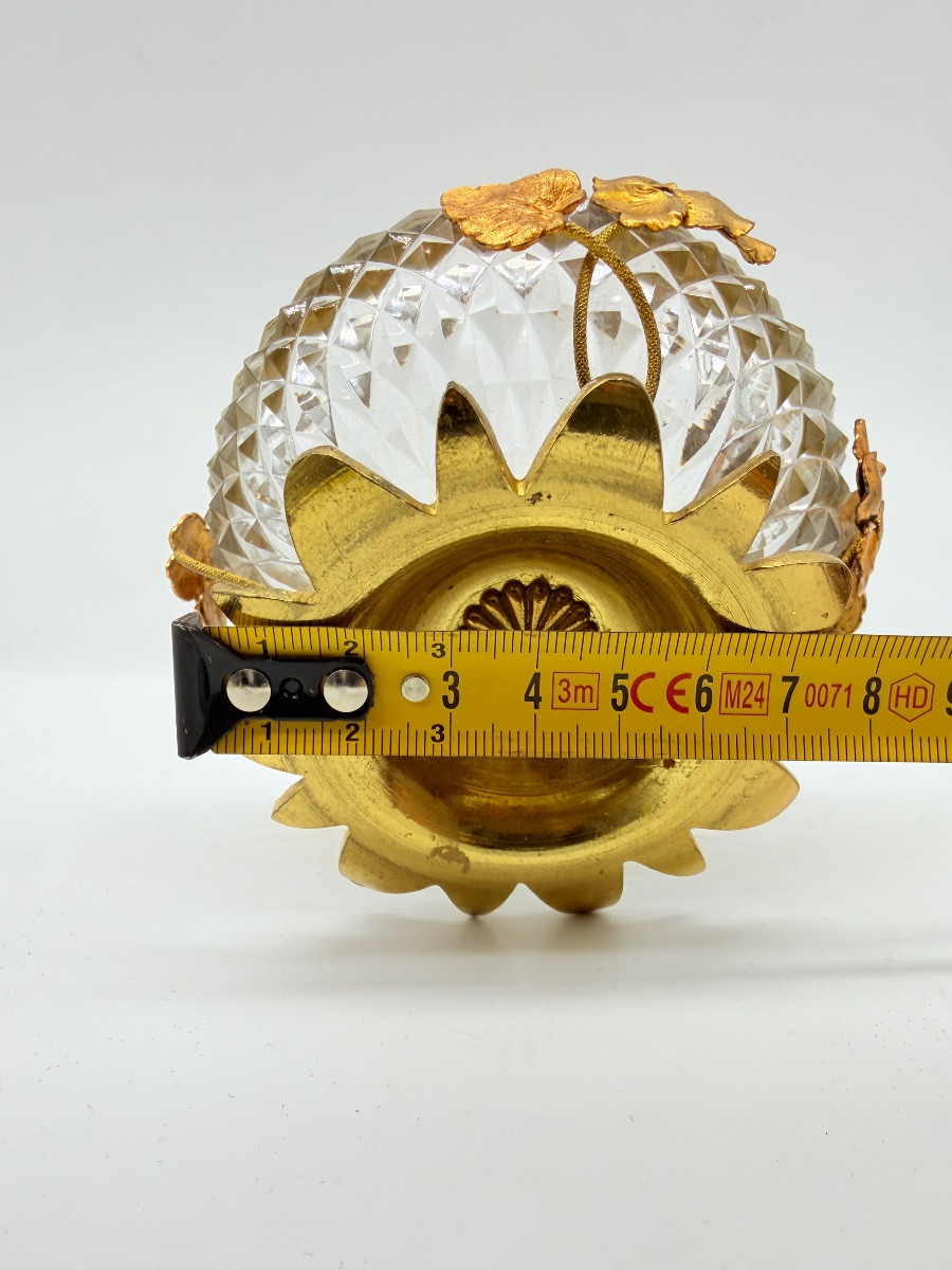 Coupe en cristal Baccarat en bronze doré ornée d'un motif floral, Art nouveau  -photo-2