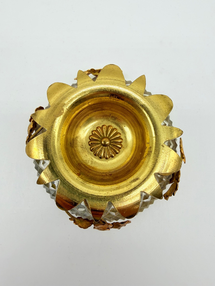 Coupe en cristal Baccarat en bronze doré ornée d'un motif floral, Art nouveau  -photo-4