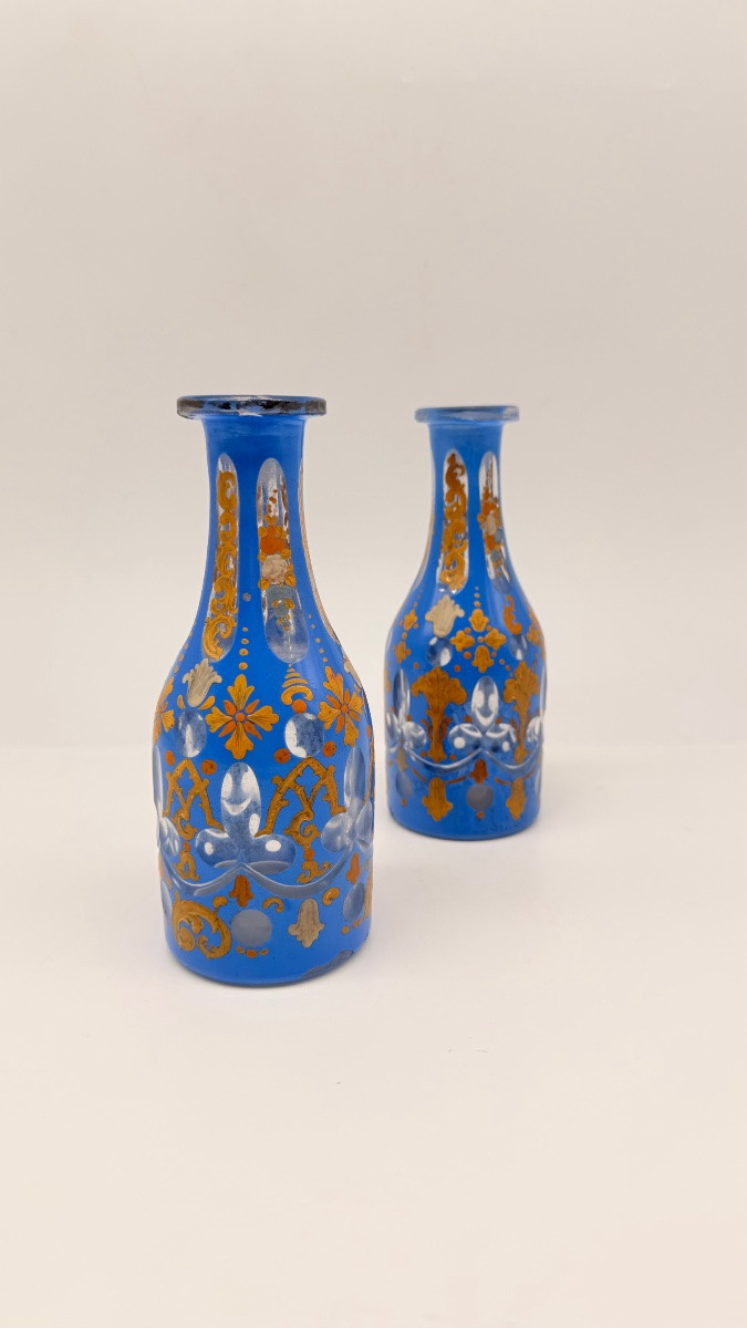 Pair Of Bohemian Overlay Glass Perfume Bottles For Oriental Market-photo-4