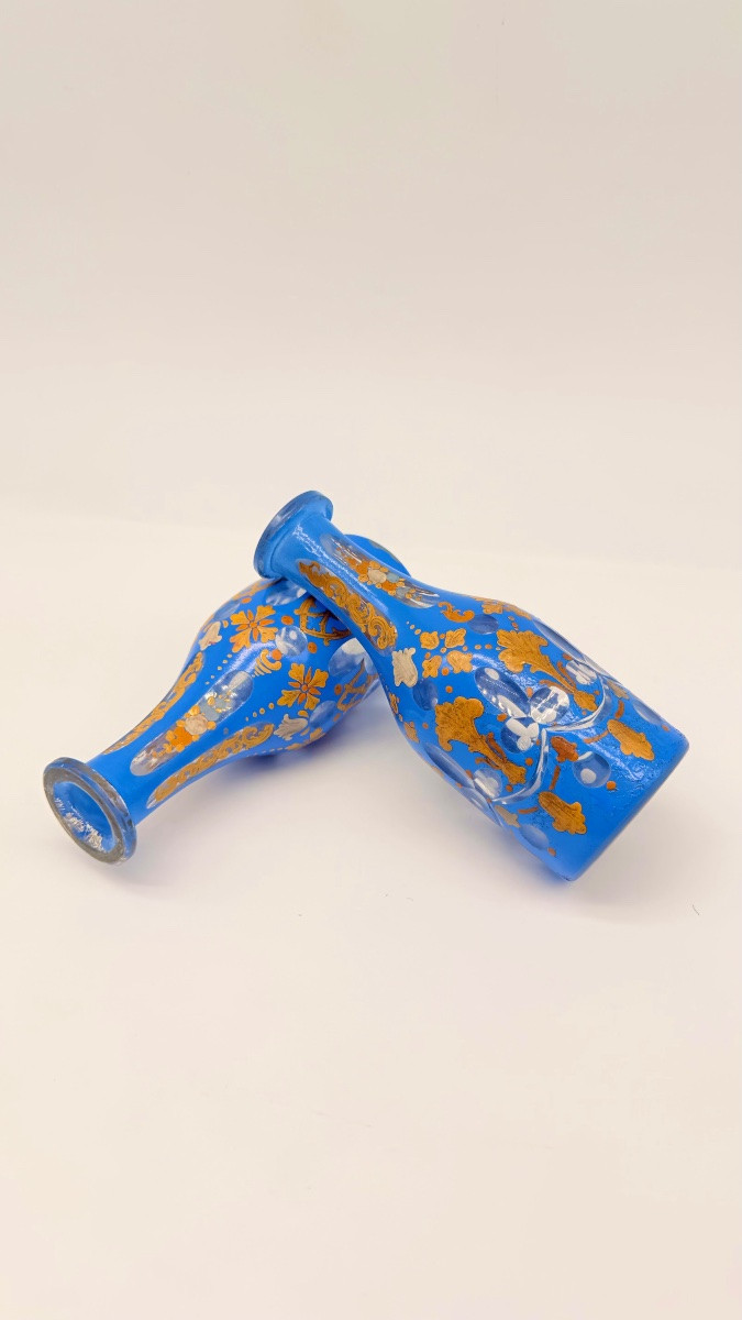 Pair Of Bohemian Overlay Glass Perfume Bottles For Oriental Market-photo-5