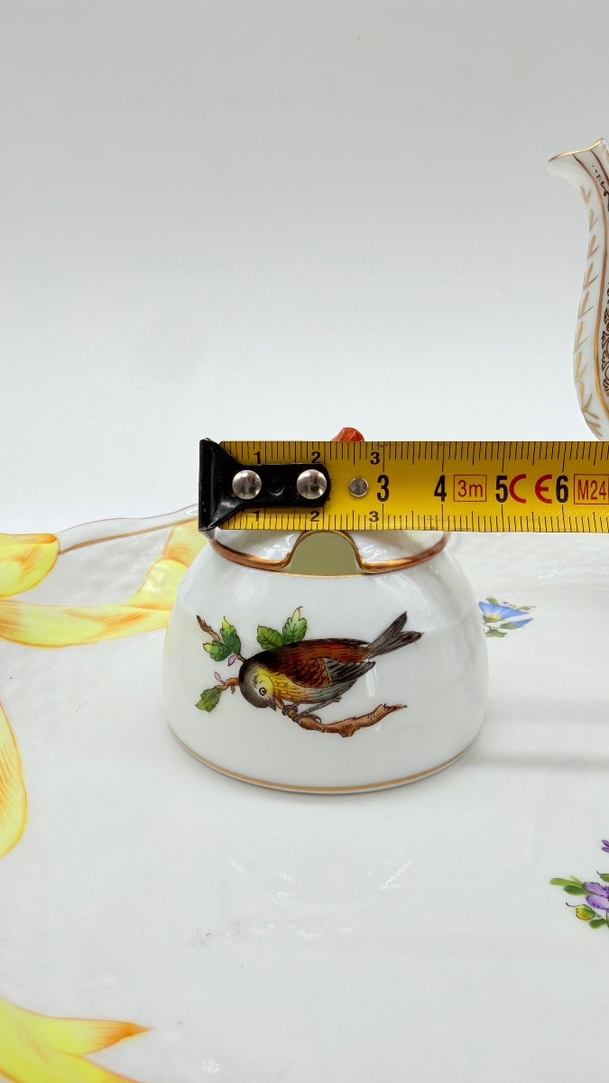 Tête-à-Tête Herend Rotchild avec plateau, service à café pour deux personnes, bordé d'or-photo-5