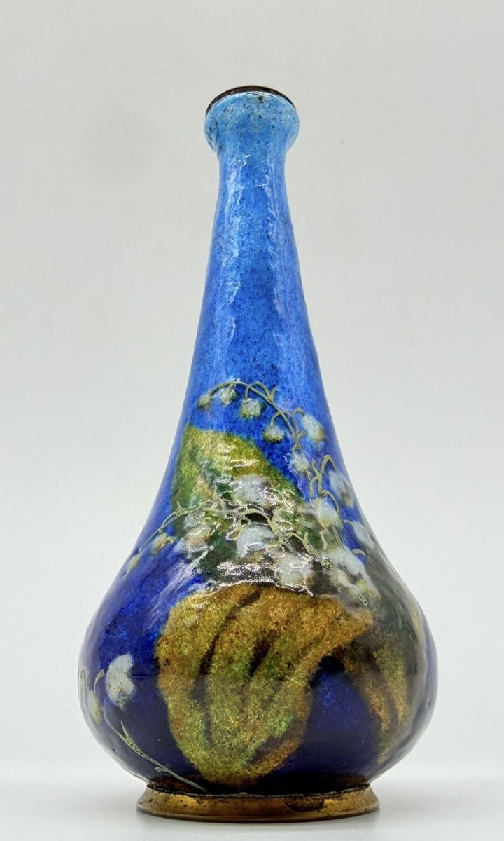 Jules Sarlandie (1874-1934), Enamel Vase, Limoges, Early 20th Century-photo-1