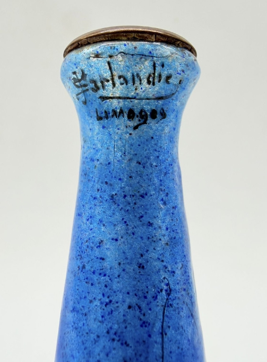 Jules Sarlandie (1874-1934), Enamel Vase, Limoges, Early 20th Century-photo-6