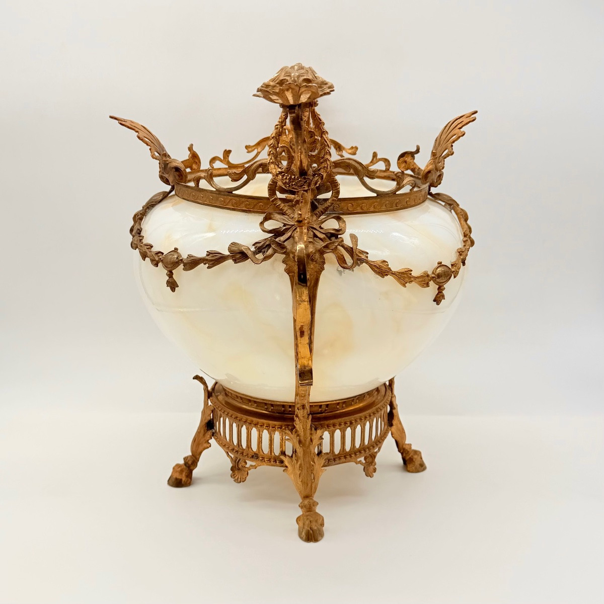 Jardinières françaises en verre Opaline et bronze doré, très grandes et inhabitue,XIXeme-photo-4