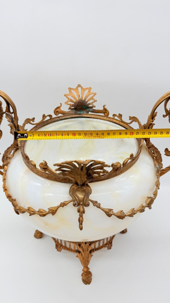 Jardinières françaises en verre Opaline et bronze doré, très grandes et inhabitue,XIXeme-photo-2