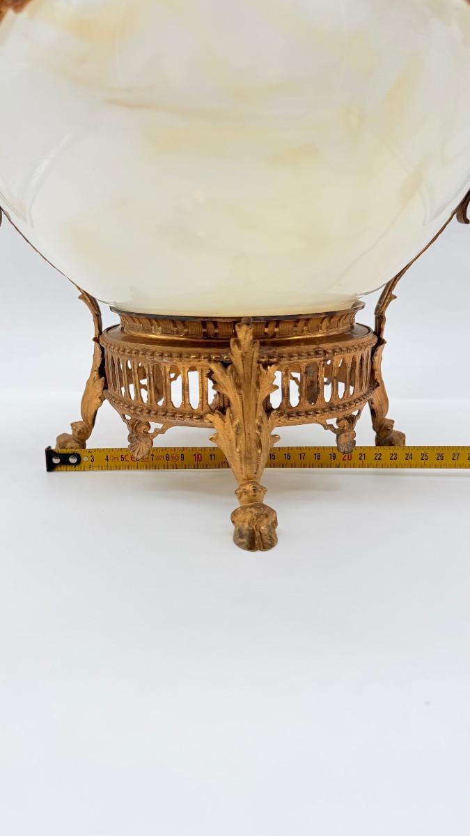 Jardinières françaises en verre Opaline et bronze doré, très grandes et inhabitue,XIXeme-photo-5