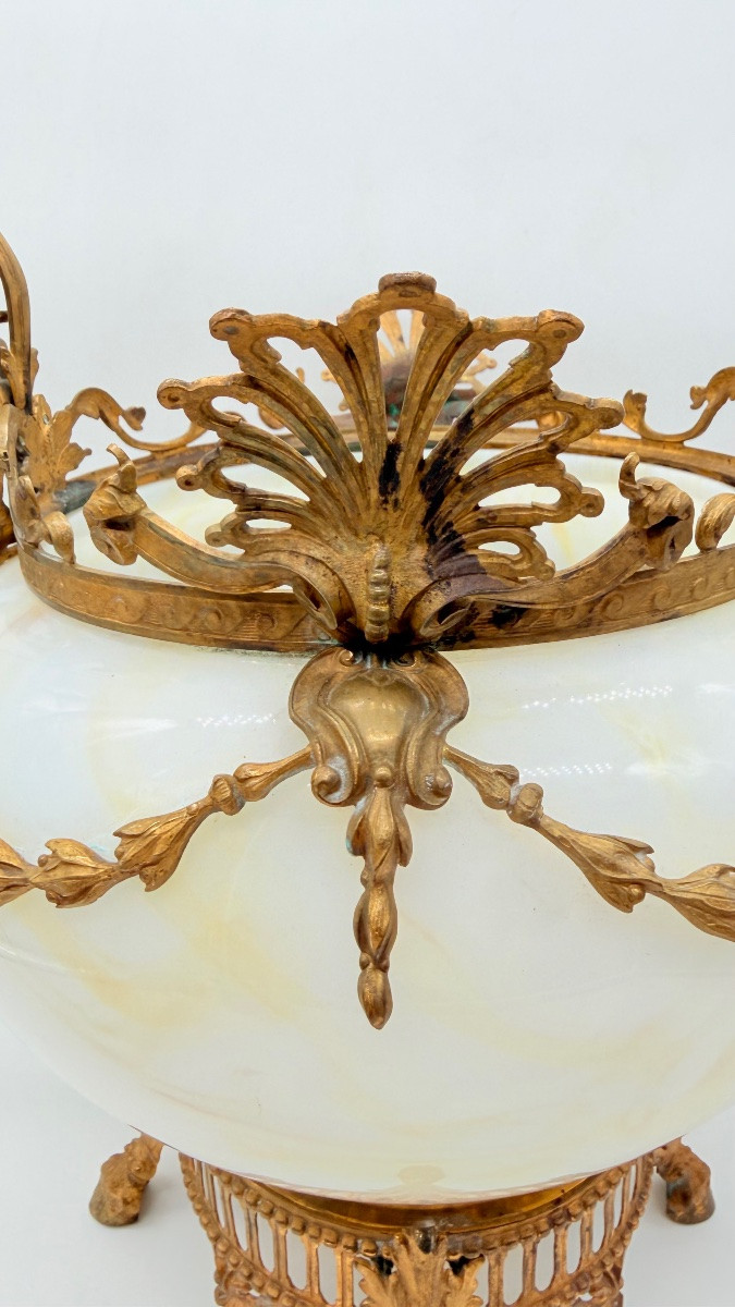 Jardinières françaises en verre Opaline et bronze doré, très grandes et inhabitue,XIXeme-photo-6