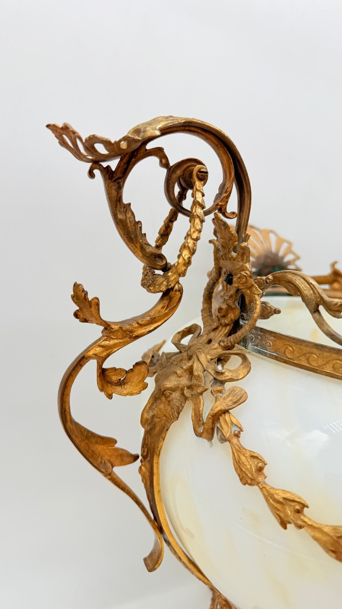 Jardinières françaises en verre Opaline et bronze doré, très grandes et inhabitue,XIXeme-photo-7