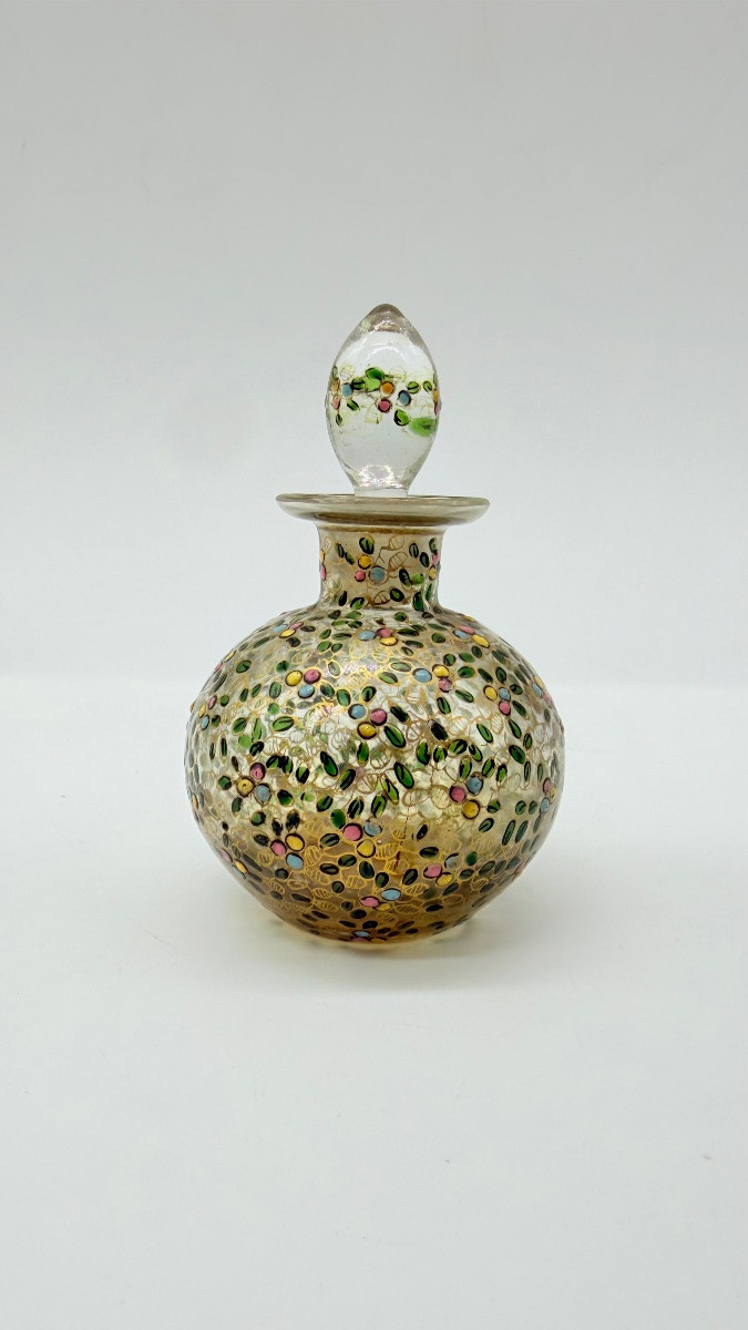 Flacon de parfum en verre émaillé Moser, XIXe siècle-photo-2
