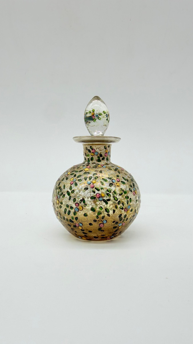 Flacon de parfum en verre émaillé Moser, XIXe siècle-photo-3