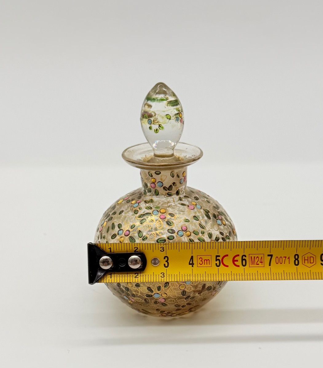 Flacon de parfum en verre émaillé Moser, XIXe siècle-photo-3