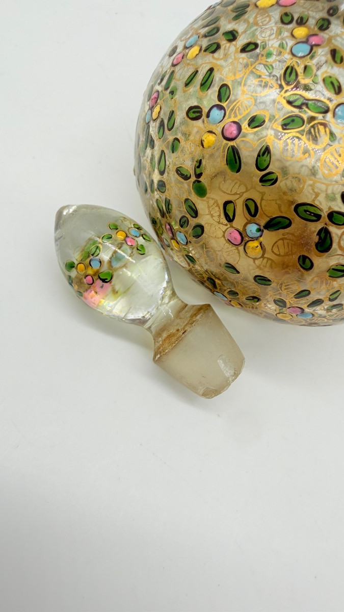 Flacon de parfum en verre émaillé Moser, XIXe siècle-photo-4