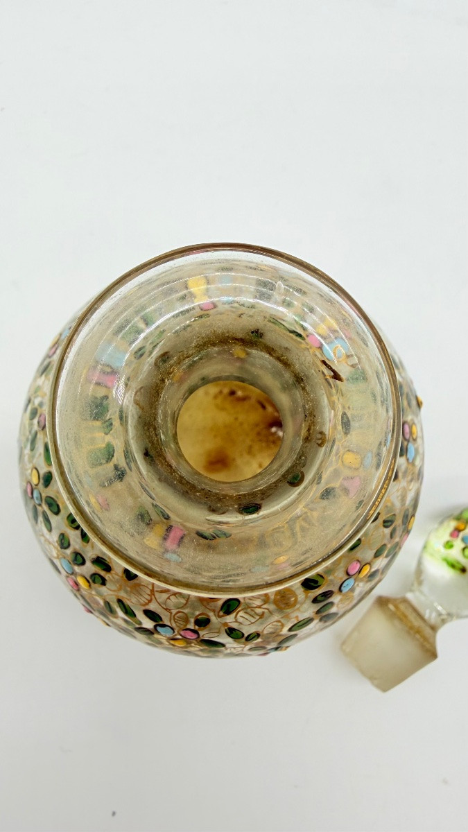 Flacon de parfum en verre émaillé Moser, XIXe siècle-photo-5