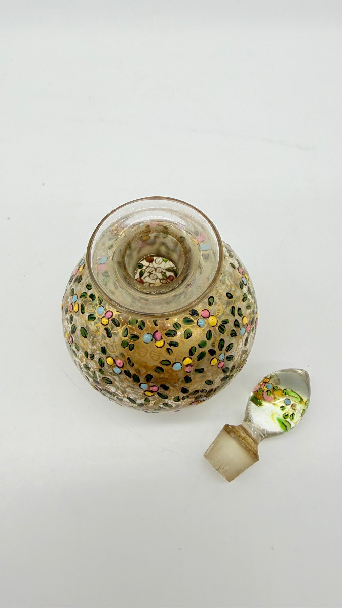 Flacon de parfum en verre émaillé Moser, XIXe siècle-photo-8