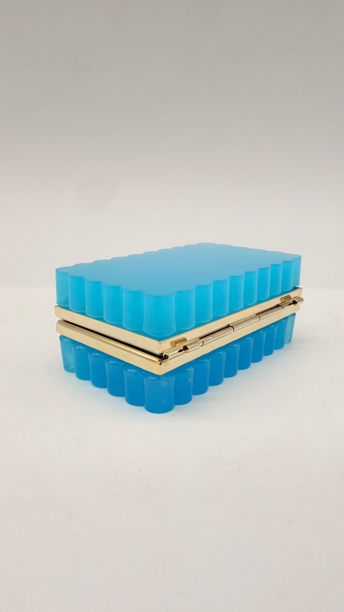 Boîte rectangulaire en verre opaline avec monture en bronze doré  -photo-5