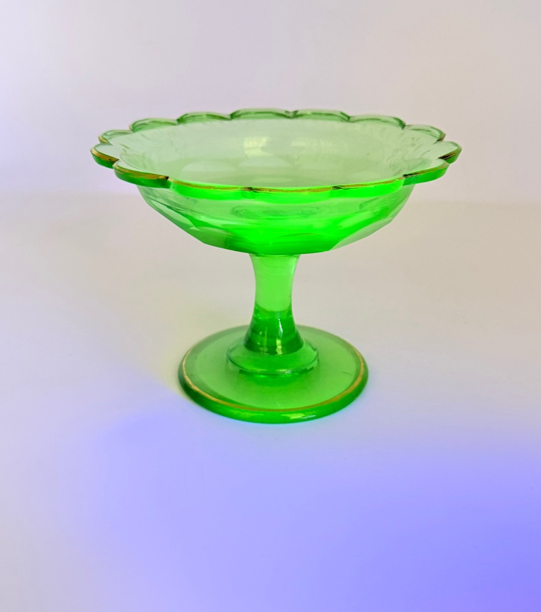 Tasse en verre Ouraline de Bohême de style Biedermeier-photo-4