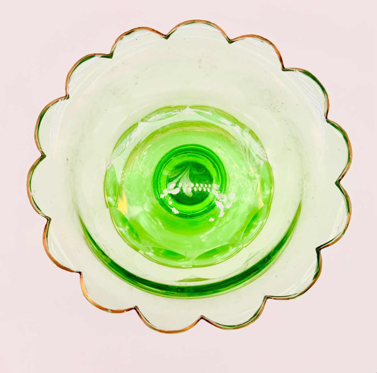 Tasse en verre Ouraline de Bohême de style Biedermeier-photo-4
