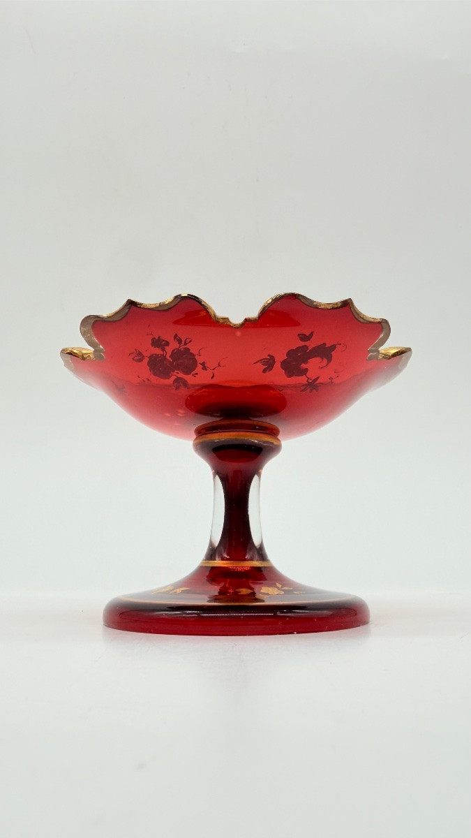Bohemian Glass Tazza With Gold Decorations, 19th Century -photo-4