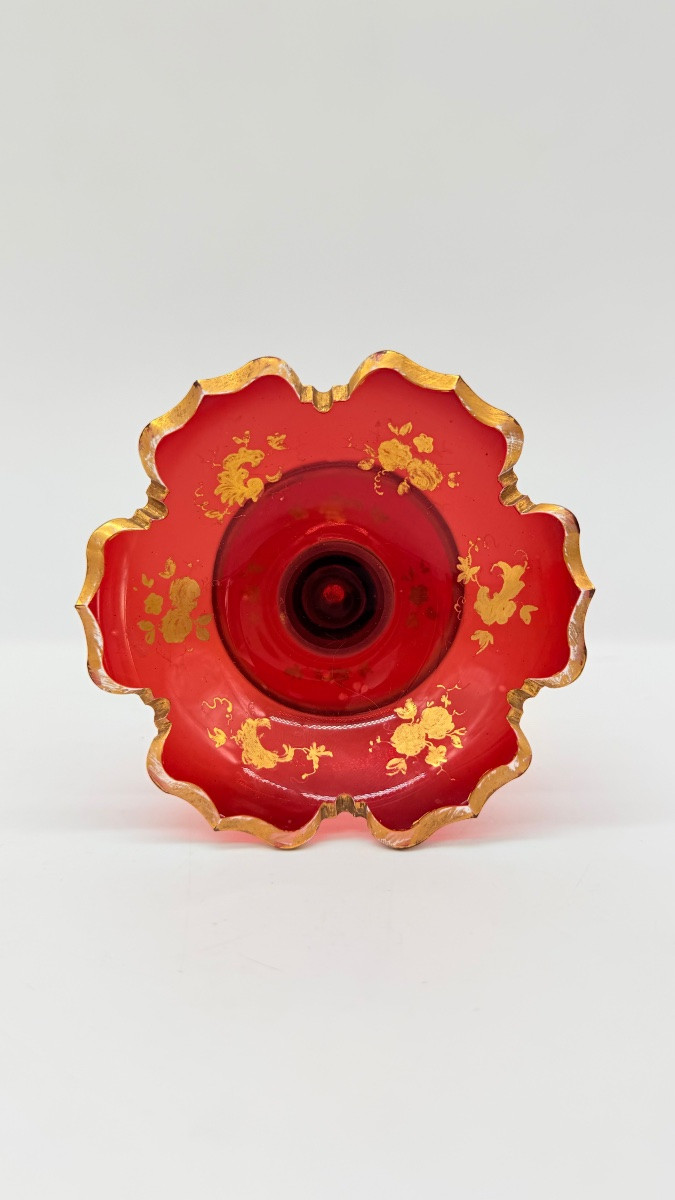 Bohemian Glass Tazza With Gold Decorations, 19th Century -photo-5