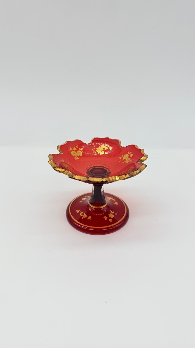 Bohemian Glass Tazza With Gold Decorations, 19th Century -photo-7