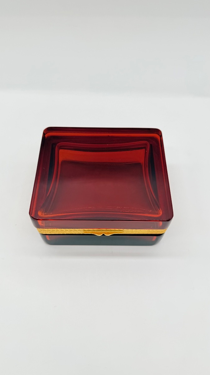 French Glass Casket Box With Bronze Mount-photo-2