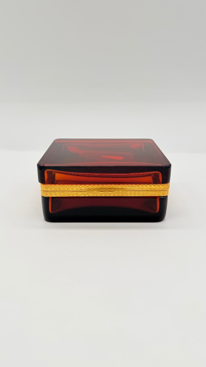 French Glass Casket Box With Bronze Mount-photo-3