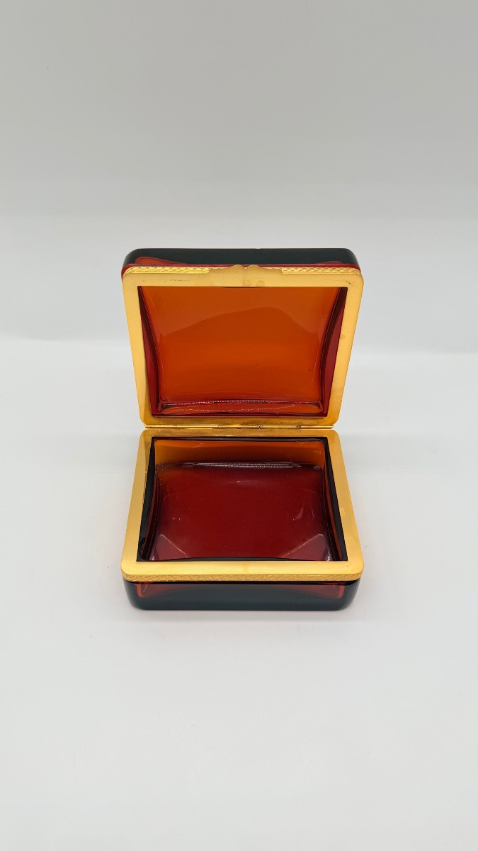 French Glass Casket Box With Bronze Mount-photo-4