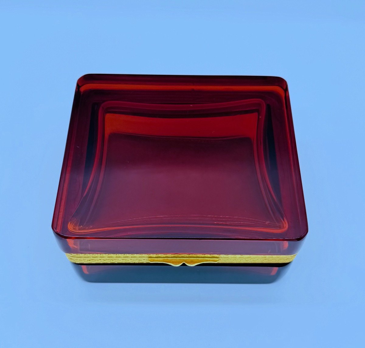 French Glass Casket Box With Bronze Mount