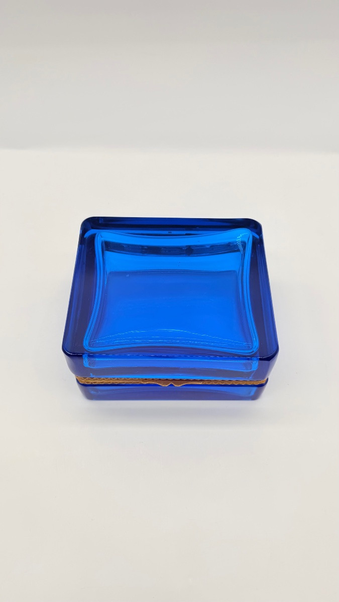 Boîte en cristal français bleu saphir-photo-4