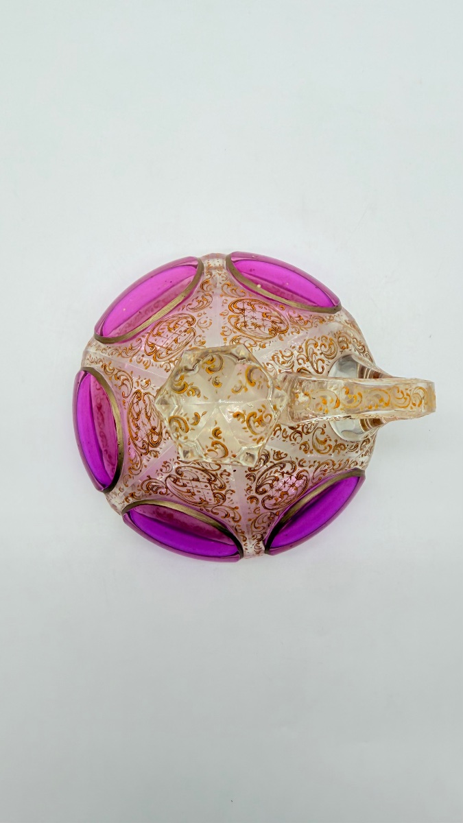 Paire de cruches en verre Moser design cabochon,XIXeme-photo-2