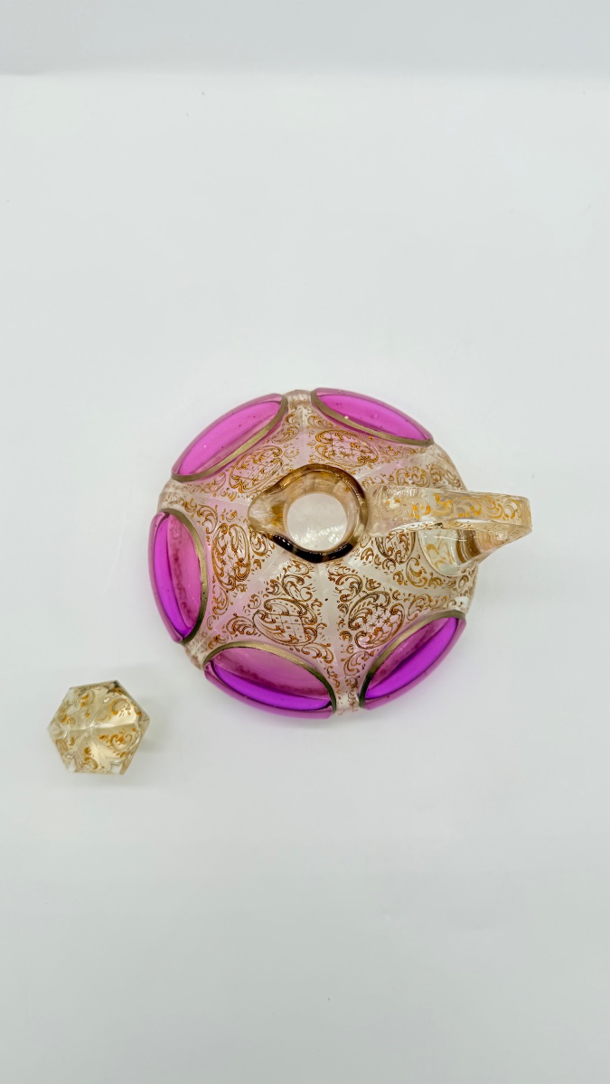 Paire de cruches en verre Moser design cabochon,XIXeme-photo-3