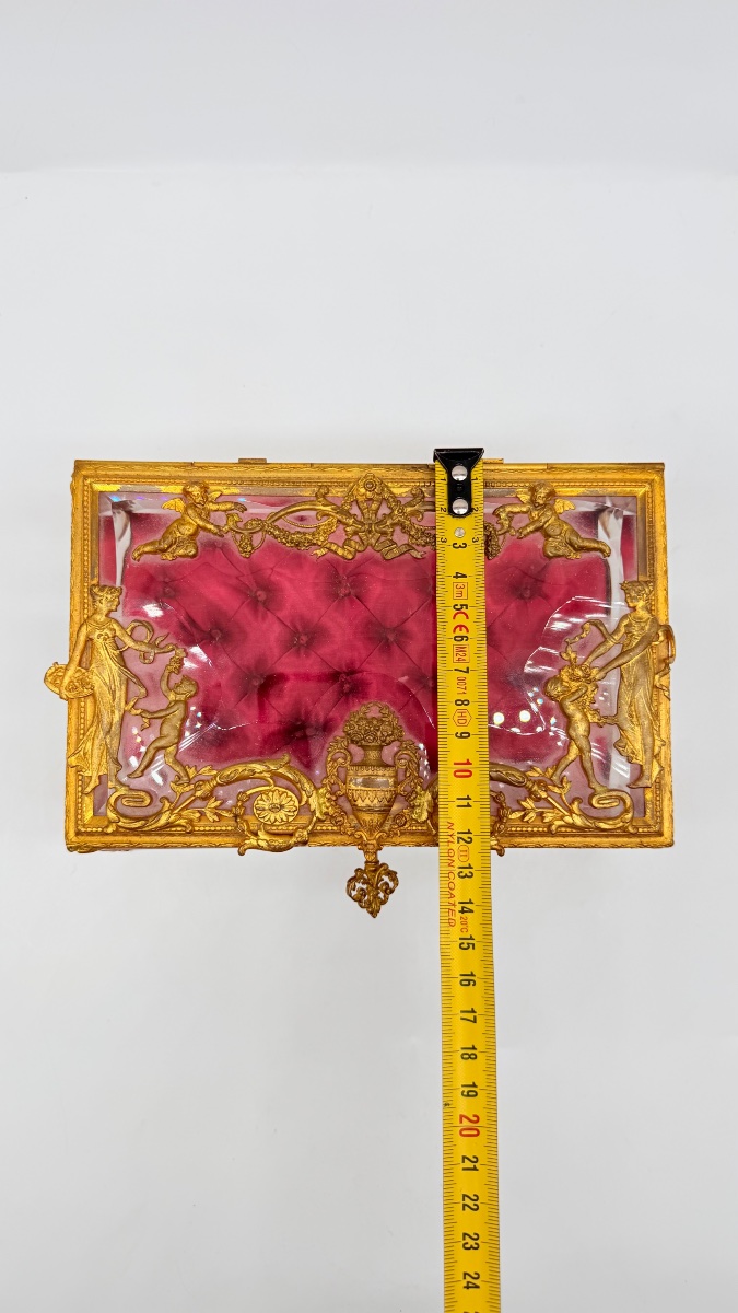Crystal Jewelry Box With Gilded Bronze Decorations, 19th Century-photo-1